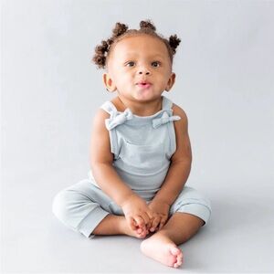 Kyte BABY Soft Blue Romper with Bow Accents